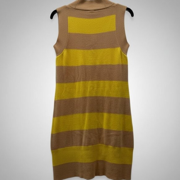 Anthropologie Cashmere Yellow Tan Striped Sweater Dress/ Tunic Size Small NWT - Picture 3 of 12